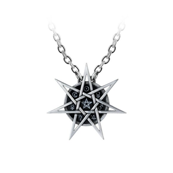 Alchemy Gothic Elven Star Necklace Wiccan Septagram 7 Point Star NWT - Picture 2 of 4